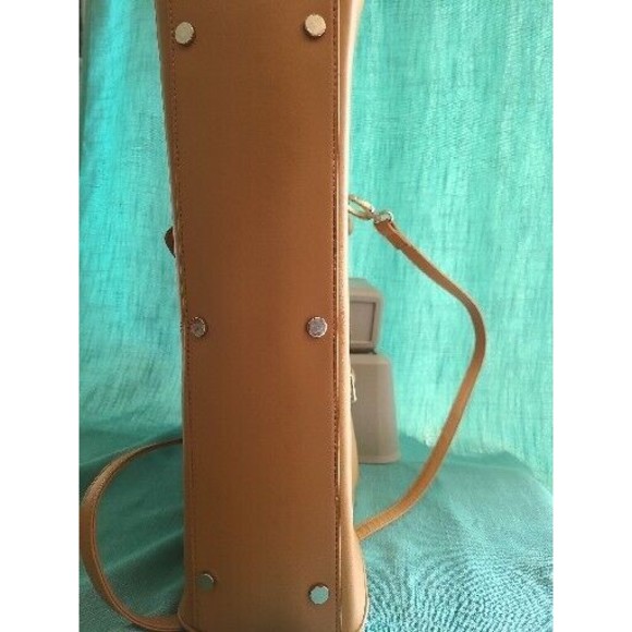 Francine Collection Tan Leather Laptop Brief Case Bag - Picture 11 of 14